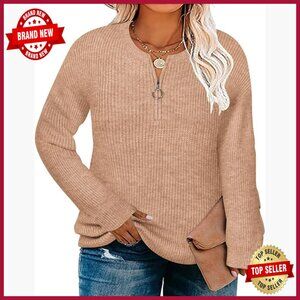 Plus Size Pullover Sweater Long Sleeve Crew Neck Oversized Winter Tops